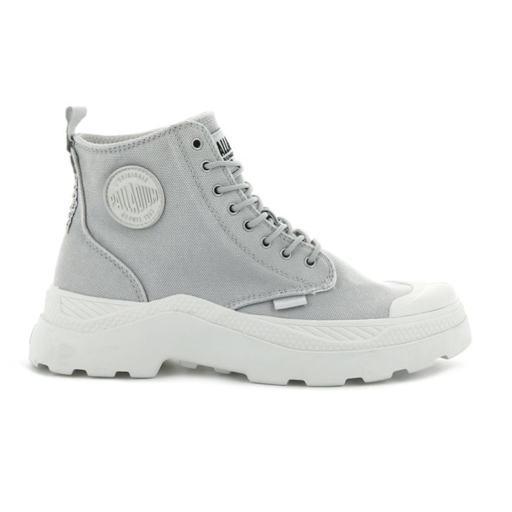 Palladium Pallakix Hi Canvas Men\'s Boots Light Grey | UK H879-INQ